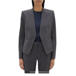 Theory Open Blazer In Sevona Stretch Wool charcoal grey size 10 medium